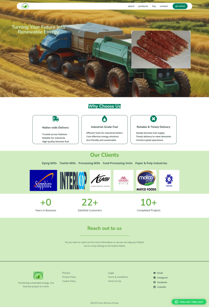 Biomass Website Development and Design